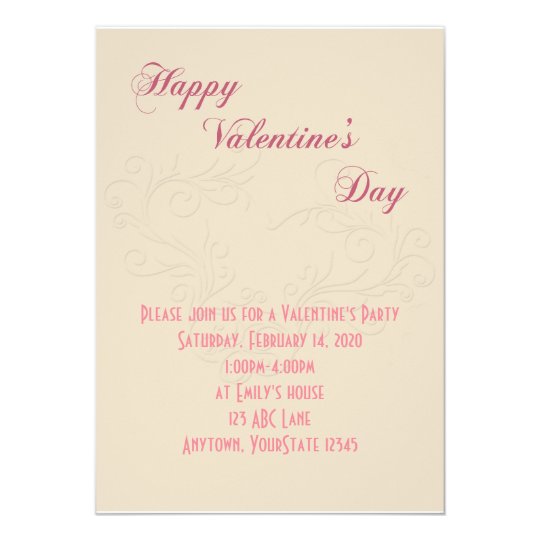 Ivory and Rose Heart Valentine Party Invitation