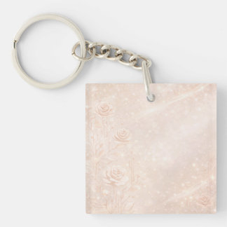 Ivory and rosegold accents florals AI art Keychain