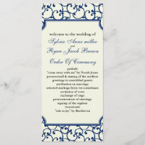ivory and royal blue Wedding program