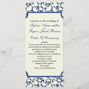ivory and royal blue Wedding program
