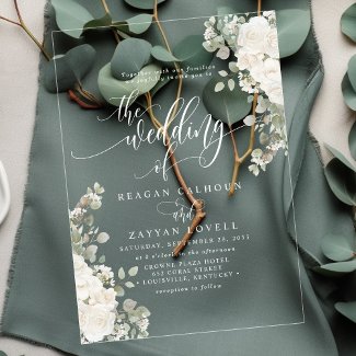 Ivory And Sage Chic Script Elegant Floral Wedding