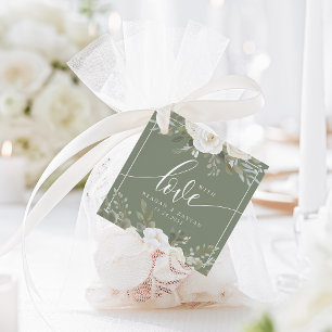 Ivory And Sage Elegant Floral Wedding Favor Tags