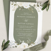 Ivory And Sage Chic Elegant Floral Wedding Invitation