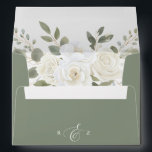 Ivory And Sage Elegant Green Floral Wedding Envelope<br><div class="desc">Add a layer of elegance to your wedding correspondence with our Ivory and Sage Elegant Green Floral Wedding Envelope. This beautifully designed envelope features a subtle, floral accent in soft ivory and sage hues, harmoniously blending with any wedding theme. The refined monogram and stylish font detailing for your return address...</div>