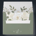 Ivory And Sage Elegant Green Floral Wedding Envelope<br><div class="desc">Add a layer of elegance to your wedding correspondence with our Ivory and Sage Elegant Green Floral Wedding Envelope. This beautifully designed envelope features a subtle, floral accent in soft ivory and sage hues, harmoniously blending with any wedding theme. The refined monogram and stylish font detailing for your return address...</div>