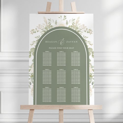 Ivory And Sage Floral Arch Wedding Seating Chart Foam Board
