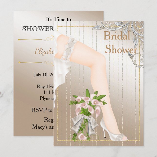 Ivory and Satin African American Bridal Shower Invitation (Front/Back)
