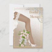 Ivory and Satin African American Bridal Shower Invitation (Front)