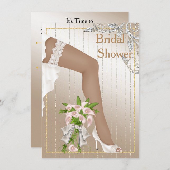 Ivory and Satin African American Bridal Shower Invitation (Front/Back)