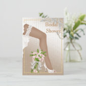 Ivory and Satin African American Bridal Shower Invitation (Standing Front)