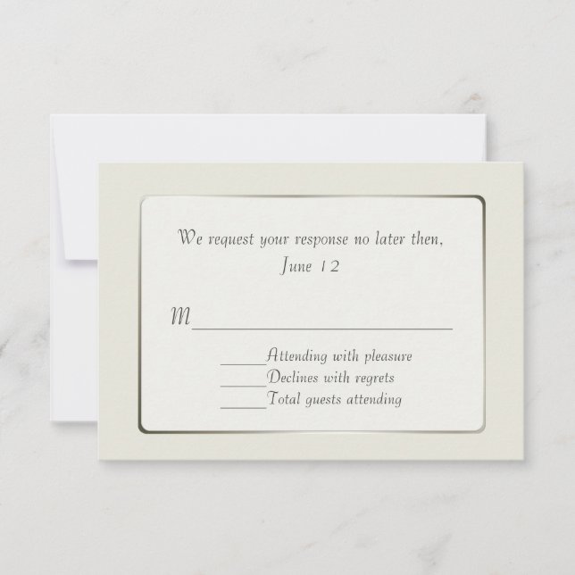 Ivory and Silver Tone RSVP Card (Front)