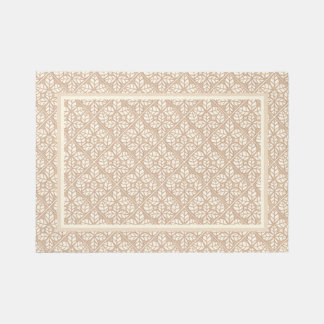 Ivory and tan leaf print Area Rug
