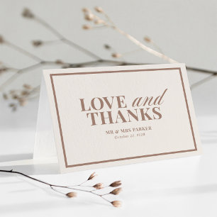 Ivory and Taupe Frame Neutral Classic Luxe Wedding Thank You Card