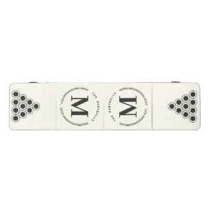 Ivory and Warm Black Modern Circle Monogram Beer Pong Table