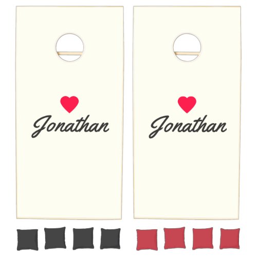 Ivory and Warm Black Vintage Heart Signature Cornhole Set