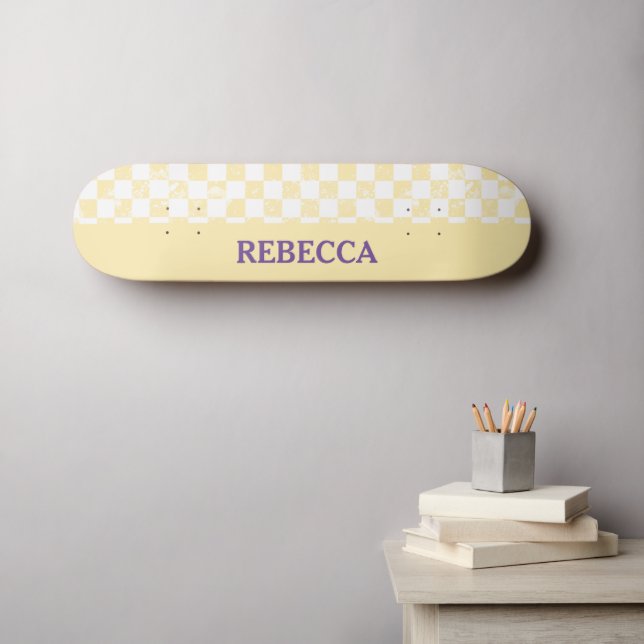Ivory and White Chequered Skateboard (Wall Art (Horz))