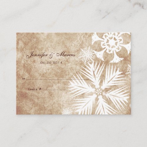 Ivory and White Christmas Snowflakes Seating Card