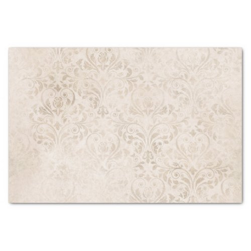 Ivory and White Vintage Damask Tissue Paper