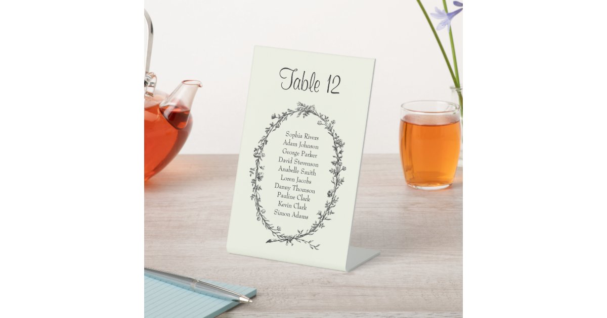Ivory And Wreath Table Number Sign | Zazzle
