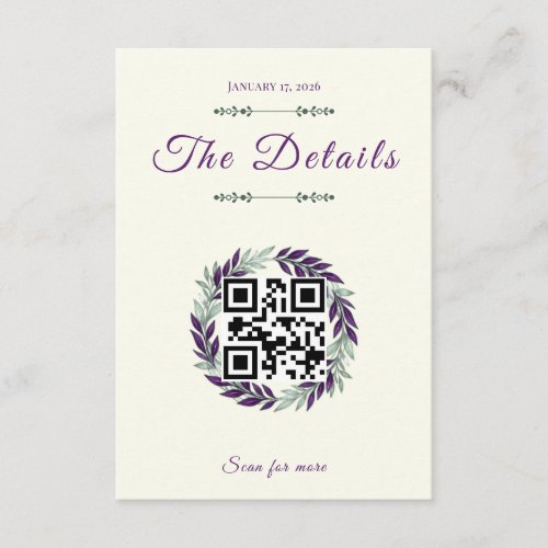 Ivory and Wreath / Wedding Ivory and Crown Enclosure Card
