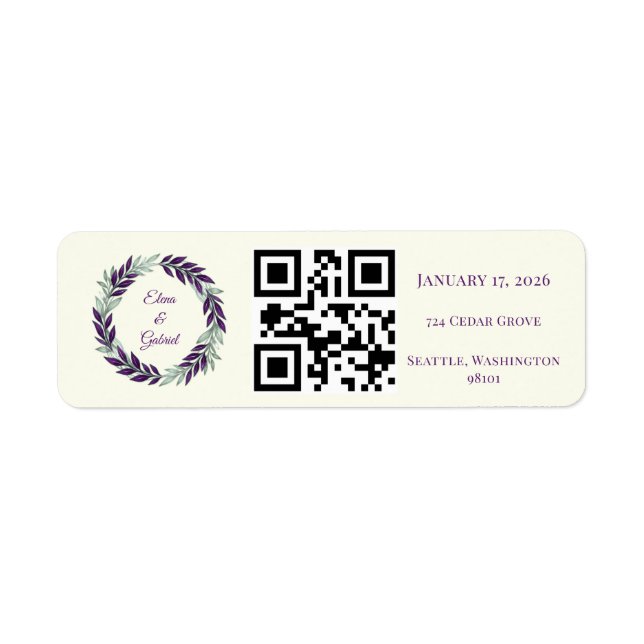 Ivory and Wreath Wedding  Label (Front)