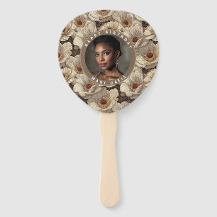 Ivory Anemones Floral 21St Birthday Custom Hand Fan