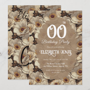 Ivory Anemones Happy Birthday Gift For Granpa Invitation