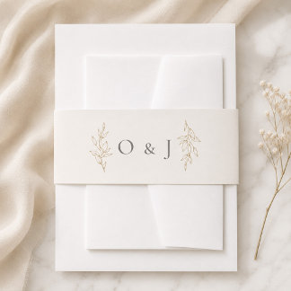 Ivory & Antique Gold Botanical Invitation Belly Band