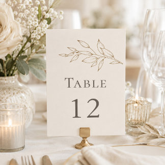 Ivory & Antique Gold Botanical Table Number