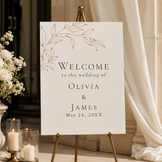 Ivory & Antique Gold Botanical Welcome Sign