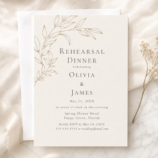 Ivory & Antique Gold Rehearsal Dinner Invitation