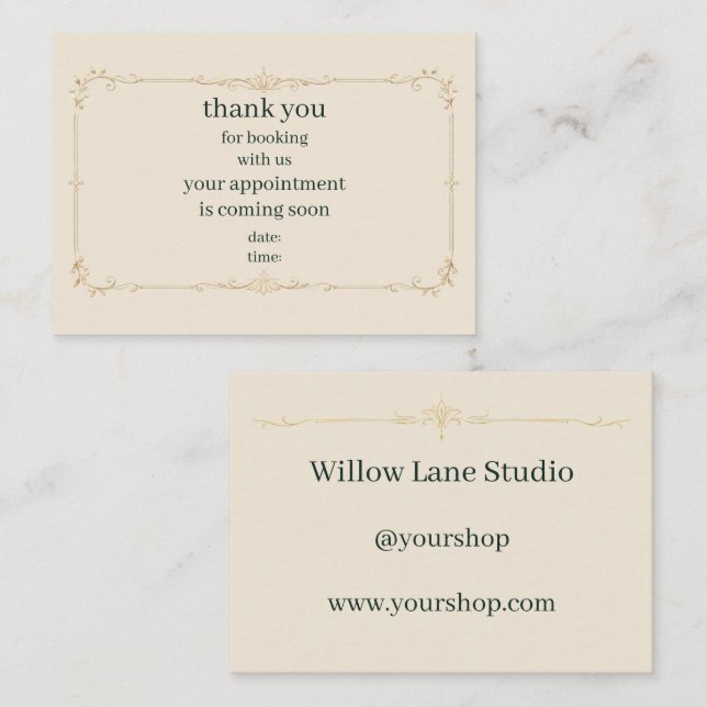 Ivory Appointment Reminder Insert Card (Front/Back)