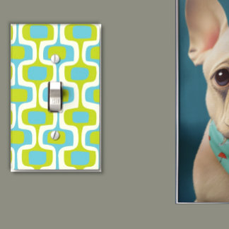 Ivory Aqua Lime Teal Mid-Century Modern Pattern Light Switch Cover