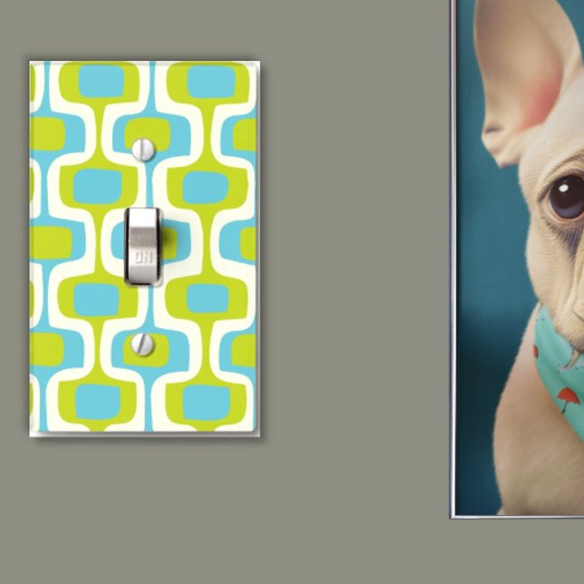 Ivory Aqua Lime Teal Mid-Century Modern Pattern Light Switch Cover (Creator Uploaded)