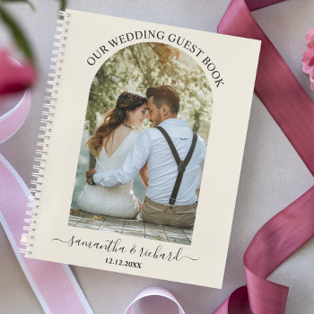 Ivory Arch Personalized Photo Wedding Guest   Notebook by weddingimpressions at Zazzle
