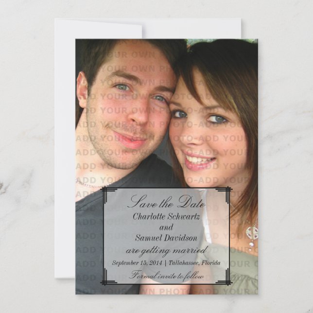 Ivory Art Deco Frame Save the Date Invite (Front)