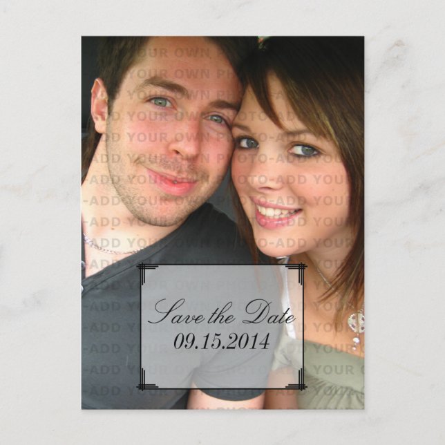 Ivory Art Deco Frame Save the Date Postcard (Front)