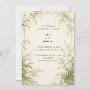 Ivory Art Nouveau Scroll Wedding Invitation