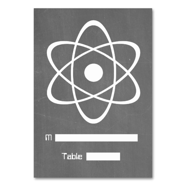 Ivory Atomic Chalkboard Place Card (Front)