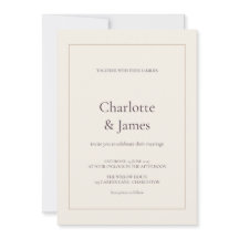 Ivory Aubergine Fine Border Elegant Wedding