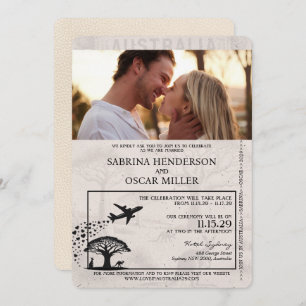 Ivory Australia Passport Wedding Invitation