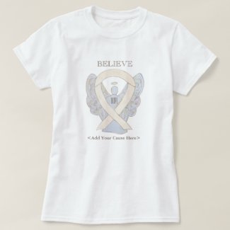 Ivory Awareness Ribbon Angel Custom Shirts