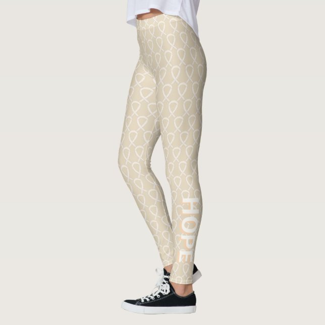 Ivory Awareness Ribbon Art Custom Words Leggings (Left)