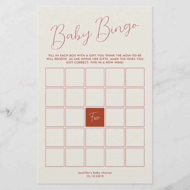 ivory Baby Shower Bingo Game