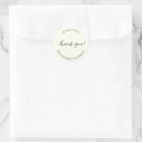 Ivory Bachelorette Party Thank You Classic Round Sticker