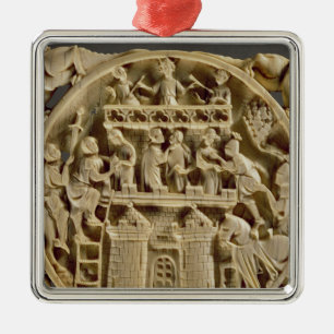 Ivory back of a mirror depicting the God of Love Metal Ornament