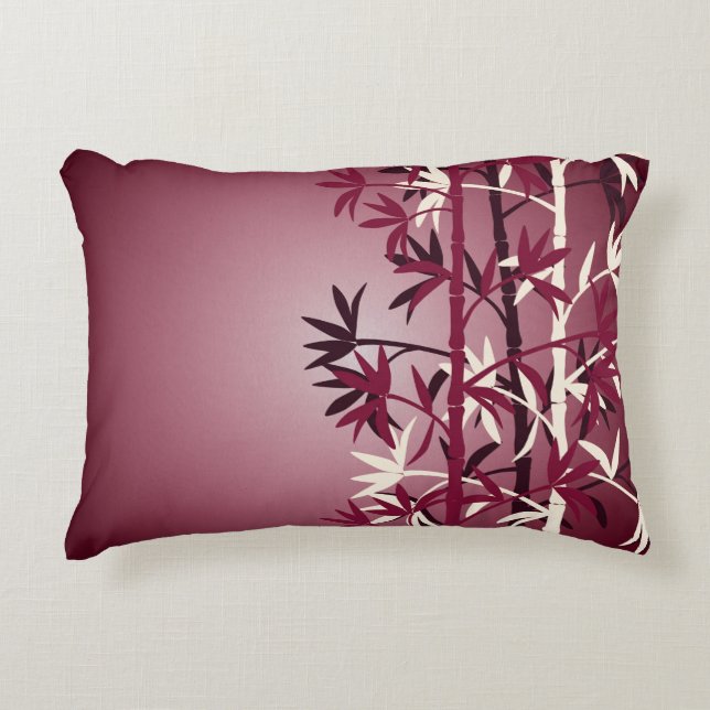 Ivory bamboo burgundy decorative pillow (Front)