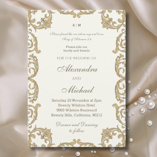 Ivory Baroque Bible Verse Christian Wedding Invitation