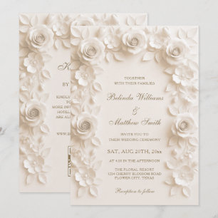 Ivory Baroque Elegance Roses Frame Wedding  Invitation
