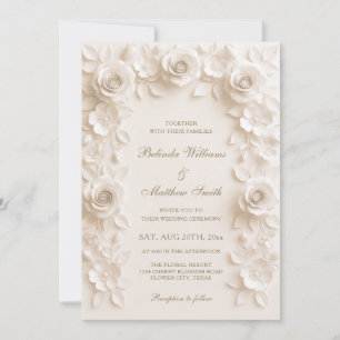 Ivory Baroque Elegance Roses Frame Wedding  Invitation